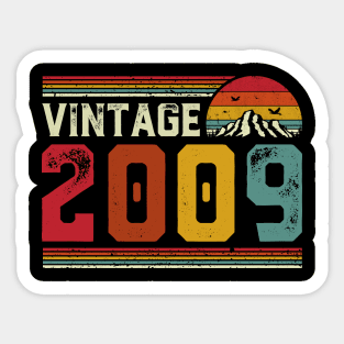 Vintage 2009 Birthday Gift Retro Style Sticker